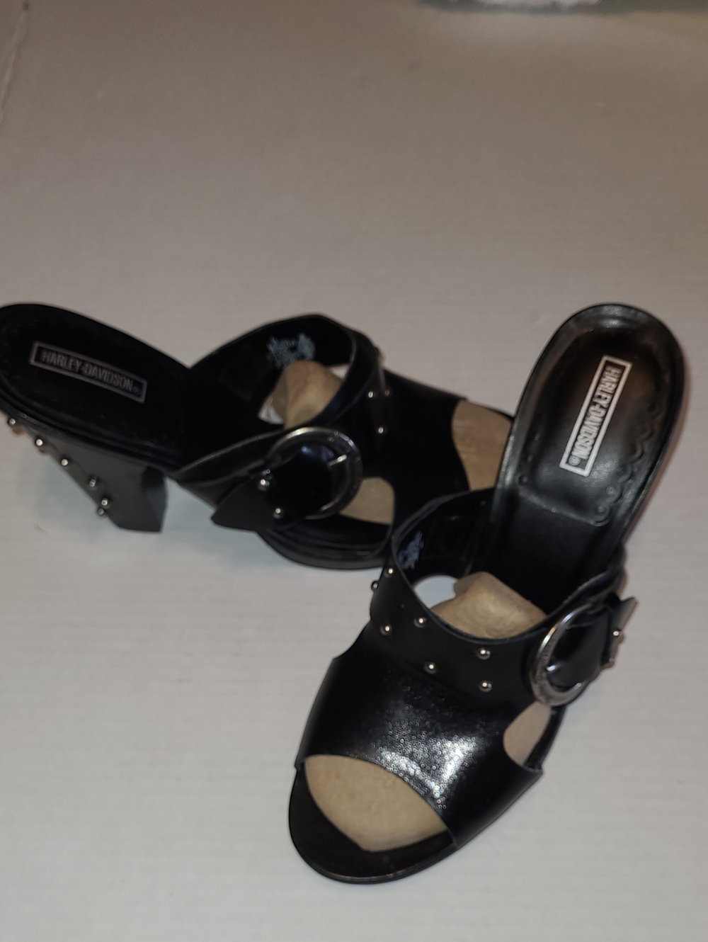 Harley-Davidson Black Studded Leather Mule Sandals SIZE 9 US/40 EUR